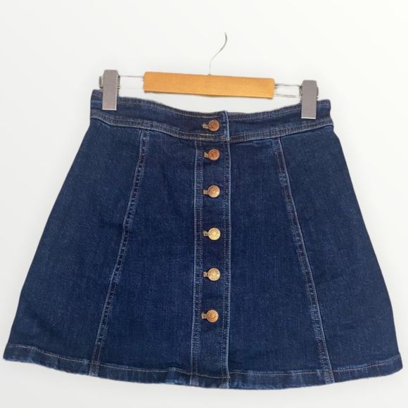 Madewell Blue Dark-Wash A-Line Jean Denim Skirt Size 0 - Picture 1 of 4